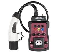 Adaptador de estación de carga Testboy TV 900 para comprobar estaciones de carga tipo 2 (LED integrado, enchufe Schuko integrado con conmutación de fases), negro/rojo