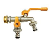 Adaptador de grifo de latón para manguera de jardín, conector de tanque de agua IBC de 1/2 pulgadas, junta de riego de 2 vías y 1 vía, válvula de bola de repuesto F-1pcs