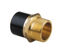 Adaptador de latón PE con rosca exterior GZ, d40x1 1/4" PE100, SDR11, PN10 gas/PN16 agua, para montaje con electroacoplamiento o electroreducción