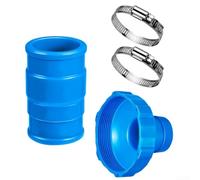 Adaptador de manguera de piscina para kit de aspiradora Intex 11238 con abrazaderas, conector de plástico para skimmer de piscinas sobre el suelo, 1.25 x 1.5 pulgadas, azul