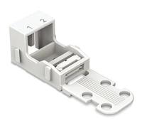 Adaptador de montaje para terminales de 2 conductores serie 221 - 4 mm² con pie de bloqueo para montaje en posición horizontal. Color blanco.