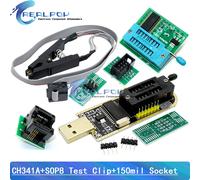 Adaptador de programador CH341A + adaptador SOIC8 + clip SOP8 con cable + adaptador de 1,8 V CH341A EEPROM Flash BIOS programador USB adaptador ZIF CH341A And 2 Board