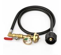 Adaptador de recarga de propano con manguera de 3 pies, latón resistente para conector de cilindro QCC a 1 libra, herramienta de recarga de botella de gas de camping para parrilla al aire libre