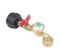 Adaptador de recarga de propano con manómetro y válvula de regulación, latón macizo QCC-1 a botella de 1 Lb, conector de llenado seguro para tanque de 20 Lb a cilindro de 16 oz, llenado rápido al aire