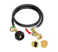 Adaptador de recarga de propano con medidor y válvula de control, kit adaptador de repuesto de propano, manguera de 3 pies para tanque QCC a recarga de cilindro de 1 libra, construcción de latón con