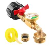 Adaptador de recarga de propano con medidor y válvula de seguridad, Conector de codo de latón para llenado de tanque de 1 libra, Adaptador de cilindro para ahorro de gas de camping, Transferencia de