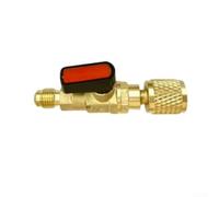 Adaptador de válvula de bola SAE de latón 1/4 para sistemas de CA R12 R22 R134A R32 R454 - Ajuste de recuperación de vacío de carga de aire acondicionado con macho hembra (rojo)
