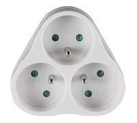 Adaptador/Divisor con 3 Tomas de triángulo. 10A Máx. PVC Blanco.