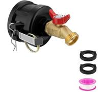 Adaptador IBC de 2 pulgadas con llave de latón para válvula de bola de puerto completo resistente a prueba de fugas, conversión de doble sello a manguera de jardín de 3/4 pulgadas y