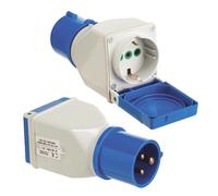 Adaptador industrial cetac schuko simple 2p con tapa