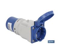 Adaptador industrial clavija-base schuko ip44 16a 230v