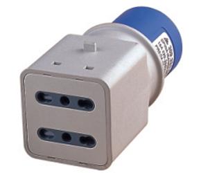 Adaptador Industrial Con Tapón Cee + 2 Toma 16A By-Pass Azul IP44 COD.FI94660