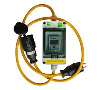 Adaptador móvil digital para contador de electricidad, calibrado según la norma MID, con enchufe y toma Schuko, 230V / 16A, modelo S230VRM, longitud de 1 metro
