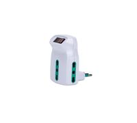 Adaptador múltiple con Interruptor, 3 Tomas bipaso 16 A, protección contra sobrecarga, Blanco