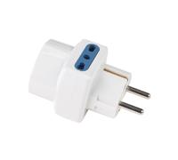 Adaptador multitomas de viaje, 2 tomas bipaso 10 A/16 A + 1 universal, enchufe eléctrico franco/alemán 16 A 2P + T Schuko