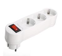 Adaptador Plano con Interruptor y Tres enchufes schuko