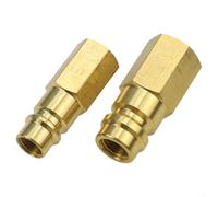 Adaptador R134a 2 piezas de latón AC High Low Kit de conversión de rosca hembra SAE 1/4 para aire acondicionado de coche, herramienta de reparación de puerto de servicio, color amarillo
