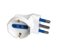 Adaptador reductor angular enchufe 16 A toma trivalente 10 16 A + Schuko ahorro de espacio, blanco