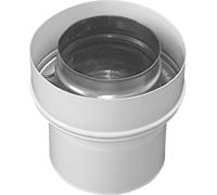 Adaptador reductor para chimeneas, sistema coaxial, DN 60/100 x 80/125, para calderas de condensación, con adaptador universal de plástico