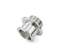Adaptador sanitario de rosca macho de triple abrazadera de acero inoxidable 304, doble virola, DN32/DN40 for elaboración casera y uso industrial(DN32x64x64mm With Nut)