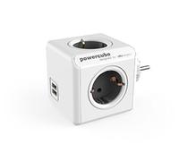 ADAPTADOR Y ENCHUFE MULTIPLE GRIS 4 TOMAS 120W + 2 TOMAS USB