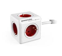ADAPTADOR Y ENCHUFE MULTIPLE ROJO 4 TOMAS ALARGO 1,5M