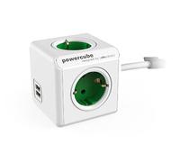 ADAPTADOR Y ENCHUFE MULTIPLE VERDE 4 TOMAS + 2 USB ALARGO 1,5M