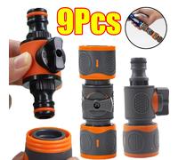 Adaptadores de conexión rápida para manguera de jardín, válvula de cierre para grifos, conector de riego para pistolas pulverizadoras, sistemas de riego, 1-9 unidades 2Set (6Pcs)