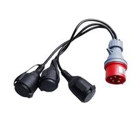 Adattatore CEE - Adaptador de cable adaptador para camping con tapa abatible y toma de tierra, CEE 400 V 16 A, enchufe a 3 tomas de 230 V, para caravanas, industria, espacios exteriores