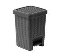 Addis 518144 - Cubo de Basura Cuadrado con Pedal de baño con Efecto ratán, 6 litros, Cubo de Basura con Pedal de carbón