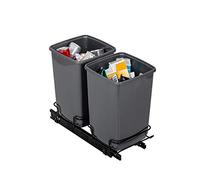 Addis 518527 - Sistema de basura doble extraíble para armario, 2 x 10 L, ecológica, de plástico 100% reciclado, color gris claro, 20 unidades