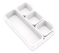 Addis 8 bandejas de almacenamiento de plástico para cajones entrelazados, para cocina, oficina, escritorio, maquillaje, ropa, joyería, manualidades, baño, organización, color blanco