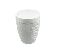 Addis Cubo de basura de plástico con tapa oscilante redonda de arpillera sintética, para baño, dormitorio, oficina en casa, 5 litros de capacidad, color blanco limpio
