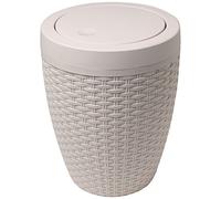 Addis Papelera de baño con Tapa basculante de Mimbre sintético, Lino Calico.