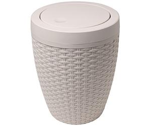 Addis Papelera de baño con Tapa basculante de Mimbre sintético, Lino Calico.