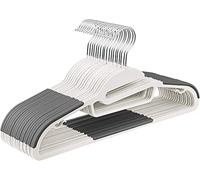 Addis Perchas de plástico Antideslizantes de 42 cm, Paquete de 20 Perchas, Fuerte Capacidad Duradera, para Todas Las Prendas, Abrigos, Camisas, Trajes, Chaquetas, Pantalones, Blanco y Gris