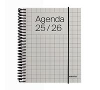 ADDITIO - Agenda escolar 2025-26 |Universal | Día página | De septiembre 2025 a agosto 2026 | 12,5x17 cm | Cierre con goma elástica | Porta-bolígrafos | Adhesivos | Catalán | Blanco Roto