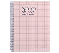 ADDITIO - Agenda escolar 2025-26 | Universal | Semana vista |De septiembre 2025 a julio 2026 | 16,5 x 21,5 cm | Goma elástica | Porta-bolígrafos | Adhesivos | Catalán | Rosa