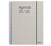 ADDITIO - Agenda escolar 2025-26 | Universal | Semana vista |De septiembre 2025 a julio 2026 | 16,5 x 21,5 cm | Goma elástica | Porta-bolígrafos | Adhesivos | Español | Blanco Roto