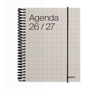 ADDITIO - Agenda escolar 2026-27 | Universal | Día página | De septiembre 2026 a agosto 2027 | 12,5x17 cm | Cierre con goma elástica | Porta-bolígrafos | Adhesivos | Español | Beige