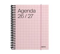 ADDITIO - Agenda escolar 2026-27 | Universal | Día página | De septiembre 2026 a agosto 2027 | 12,5x17 cm | Cierre con goma elástica | Porta-bolígrafos | Adhesivos | Español | Rosa