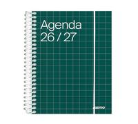 ADDITIO - Agenda escolar 2026-27 | Universal | Día página | De septiembre 2026 a agosto 2027 | 12,5x17 cm | Cierre con goma elástica | Porta-bolígrafos | Adhesivos | Español | Verde