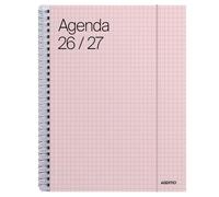 ADDITIO - Agenda escolar 2026-27 | Universal | Semana vista |De septiembre 2025 a julio 2026 | 16,5 x 21,5 cm | Goma elástica | Porta-bolígrafos | Adhesivos | Catalán | Rosa