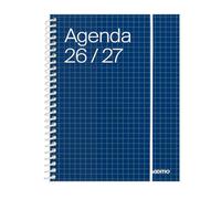 ADDITIO - Agenda escolar 2026-27 | Universal | Semana vista | De septiembre 2026 a julio 2027 | 12,5 x 17 cm | Cierre goma elástica | Porta-bolígrafos | Adhesivos | Español | Azul