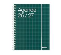 ADDITIO - Agenda escolar 2026-27 | Universal | Semana vista | De septiembre 2026 a julio 2027 | 12,5 x 17 cm | Cierre goma elástica | Porta-bolígrafos | Adhesivos | Español | Verde