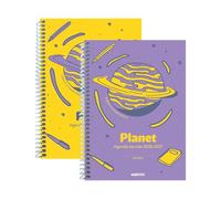 ADDITIO - Agenda primaria de 6 a 12 años | Planet | Agenda escolar 2026-27 | Semana a la vista | De septiembre 2026 a junio 2027 | Tamaño 15 x 21 cm | Español | Amarillo | Lila
