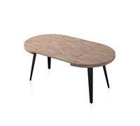Adec Group Berg, Mesa de Comedor Redonda Extensible, Mesa 2 Tramos, Acabado en Roble Honey y Negro, Medidas: 120-160-200 cm (Largo) x 120 cm (Ancho) x 76 cm (Alto)