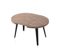 Adec Group Berg, Mesa de Comedor Redonda Extensible, Mesa 2 Tramos, Acabado en Roble Honey y Negro, Medidas: 100-140 - 180 cm (Largo) x 100 cm (Ancho) x 78 cm (Alto)