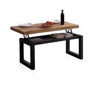 Adec Group duehome | Loft, Mesa de Centro Elevable, Mesita Comedor, Acabado en Roble Boreal y Negro, Medidas: 120 cm (Largo) x 60 cm (Ancho) x 47,5/62 cm (Alto)