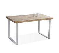 Adec Group duehome | Natural, Mesa Fija de Comedor, Mesa Salon o Cocina, Color Roble Salvaje y Blanco, Medidas: 140 cm (Largo) x 80 cm (Ancho) x 76,5 cm (Alto)